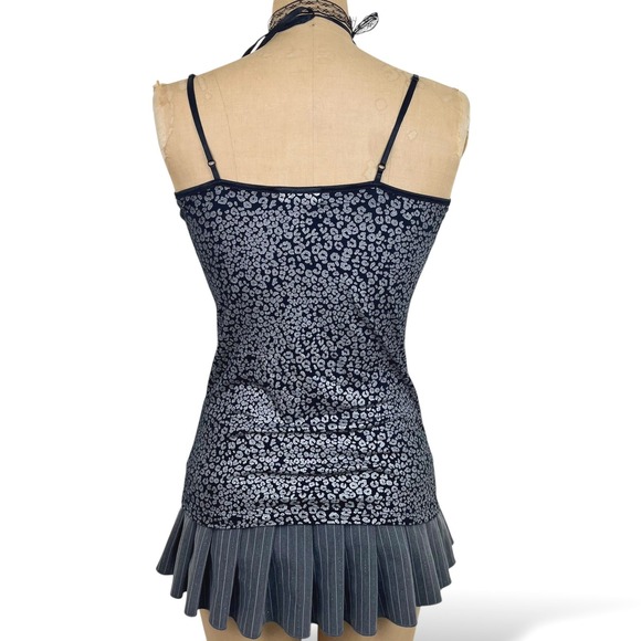 2000s Deb Cami Leopard Print Silver Metallic Size M Y2K Grunge Retro Mall Goth - Picture 6 of 7